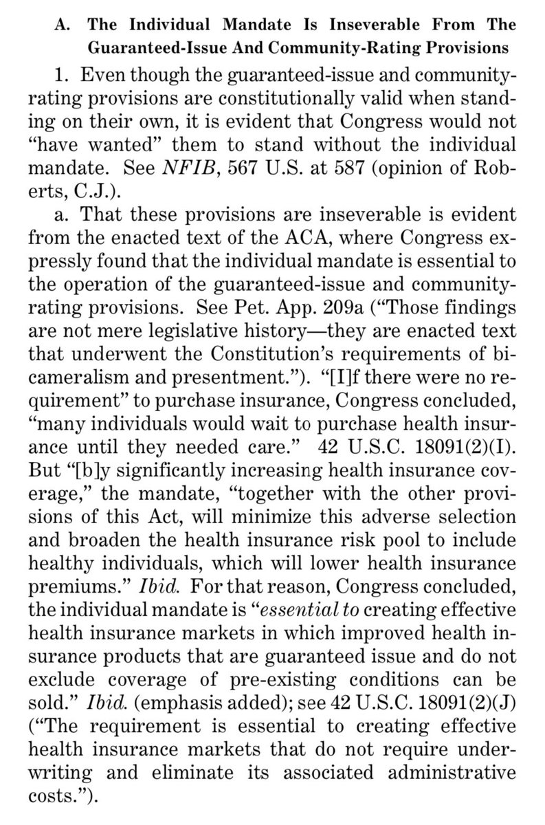 The Trump administration SCOTUS brief includes a section explicitly arguing that the ACA’s preexisting condition protections should be killed.