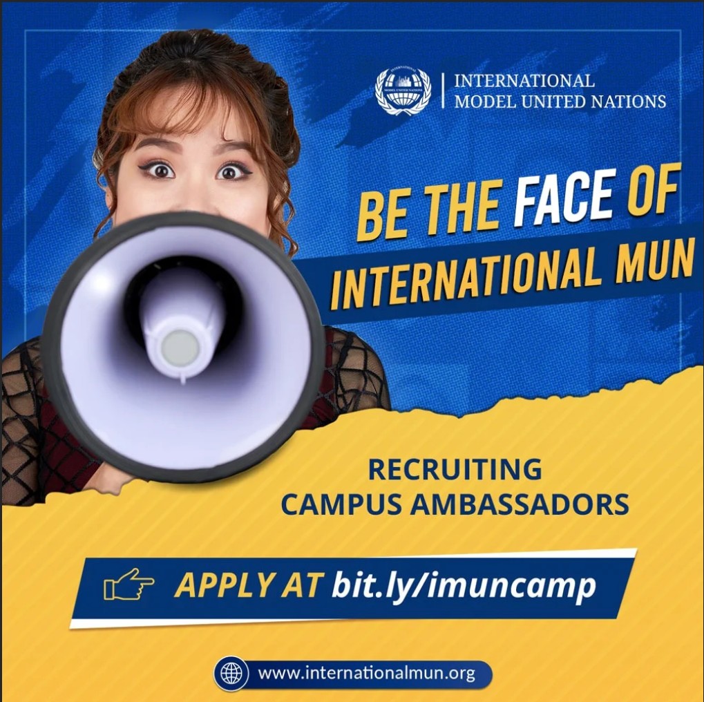 IMUN is recruiting Campus Ambassador Interns from different schools &amp; universities with some exciting benefits like stipend, Official Certificates, Letter of Recommendation &amp; Appreciation, sponsored trips to the next IMUN conferences, Incentives etc 🤩