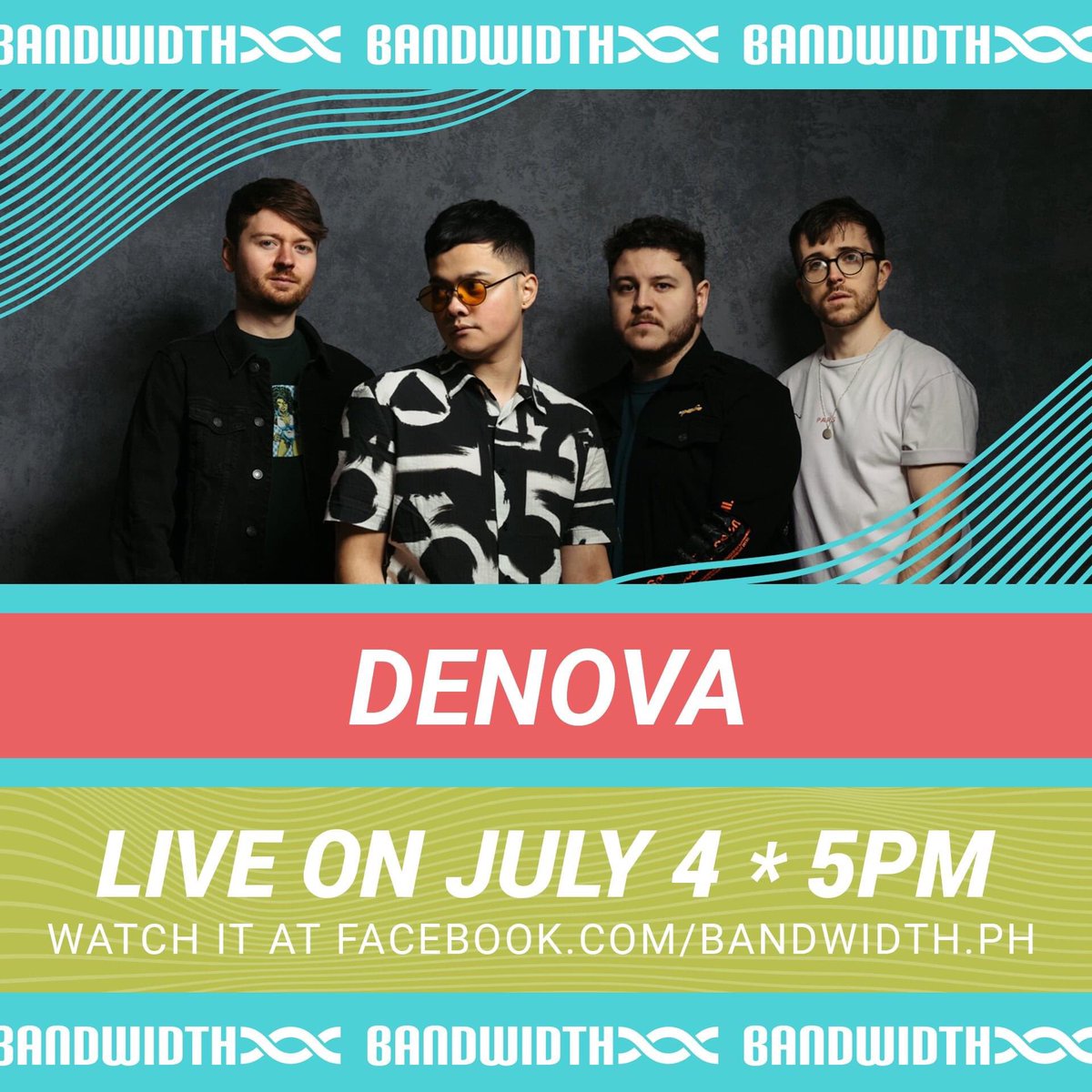 BandwidthPh's tweet photo. Hailing from Manchester,  @DENOVABAND have played together since they were just kids and for the past 10 years have performed across the globe at festivals in Canada and clubs in Manila.

On JULY 4, they’ll be playing LIVE on #BandwidthPH https://t.co/bq2HY8EzsV