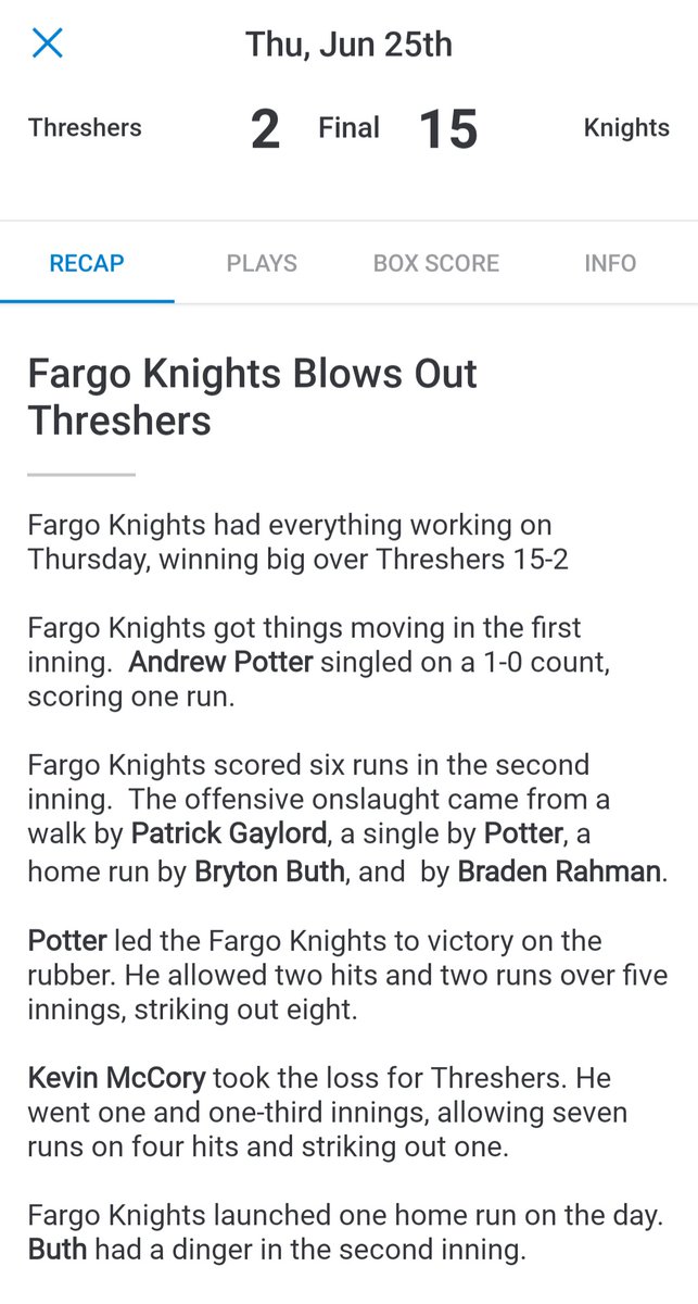 FargoKnightsFP's tweet photo. Knighrs advance to 5-0 on the season with the win over the Threshers! 

#KnightsNation https://t.co/RSHRx3PFGL