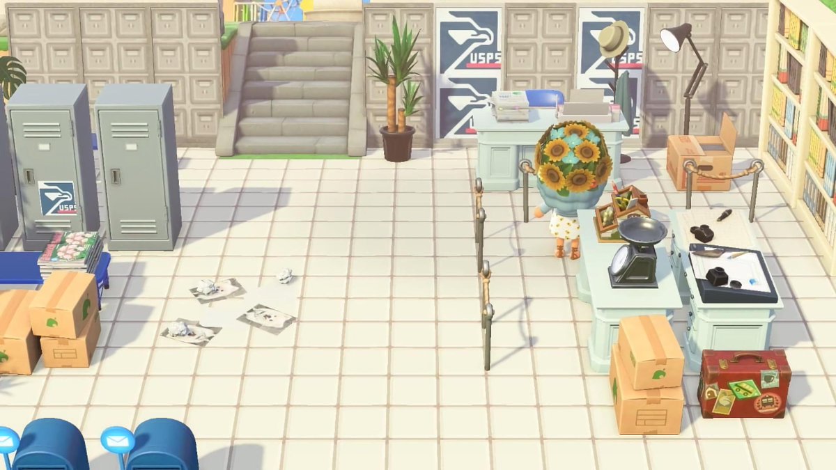 198. Un bureau de poste extérieur ! (Source :  https://www.reddit.com/r/AnimalCrossing/comments/hfxqxh/made_a_post_office_on_my_island_today/)