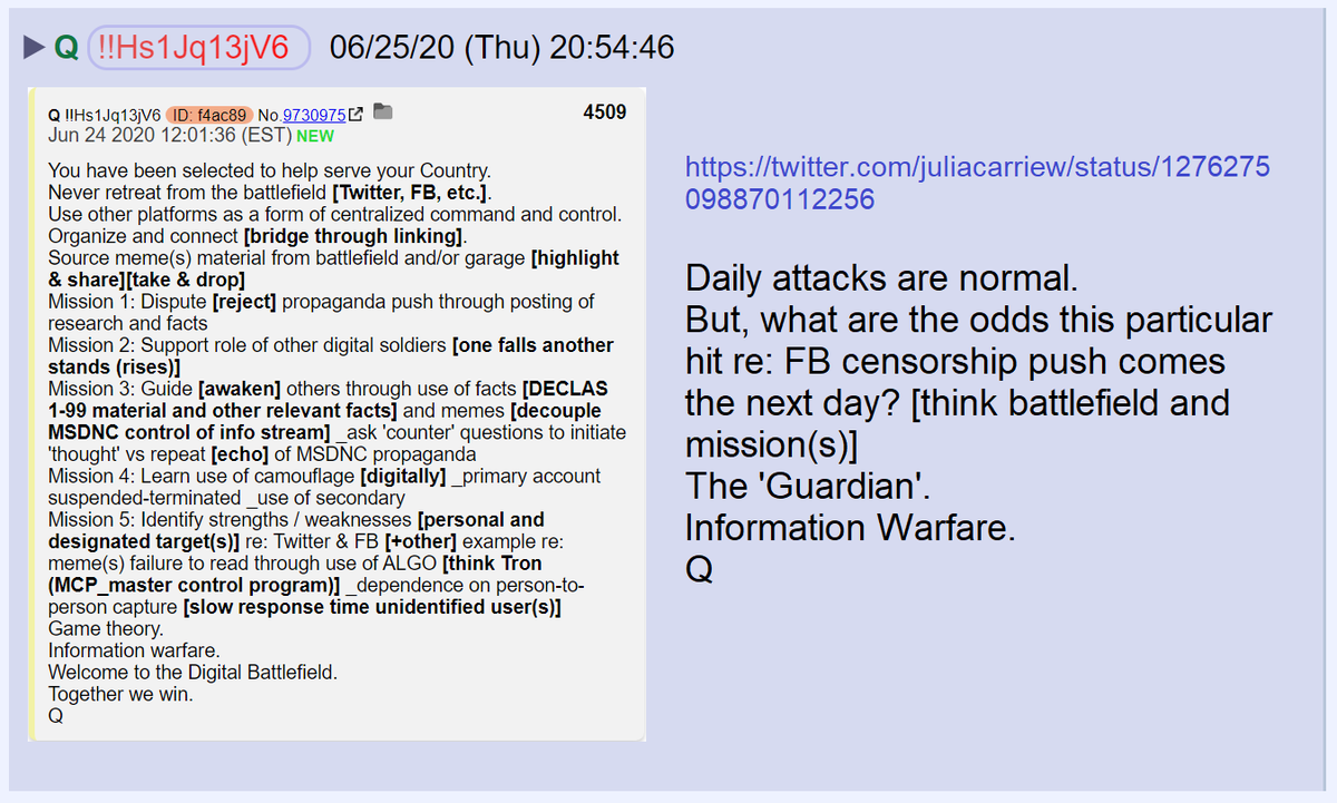 81) One might attribute the article to the usual MSM attacks, but this article seems to be a response to Q's posts yesterday about the battlefields of social media.Define Information Warfare.