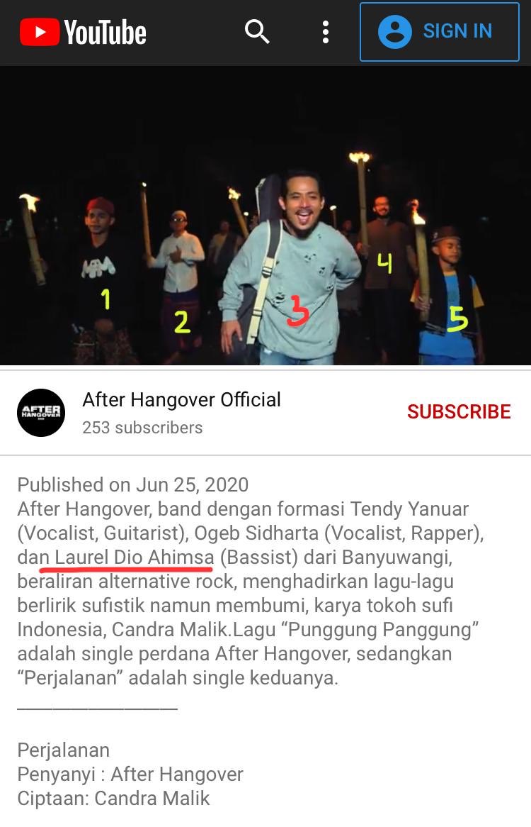 ogebisme's tweet photo. KUIS BERHADIAH KAOS. Di antara orang-orang ini, manakah bassist After Hangover Laurel Dio Ahimsa? Tulis jawabanmu di kolom komen video klip “Perjalanan” di YouTube Channel After Hangover Official. Ada lima kaos untuk jawaban paling cepat dan tepat. https://t.co/YVNIkTQ229