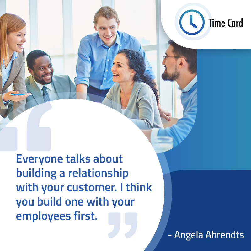 TimeCard_'s tweet photo. "Everyone talks about building a relationship with your customer. I think you build one with your employees first."
- Angela Ahrendts
#employee #motivation #employeequotes #Timecard #relationships #businessquotes #business https://t.co/0qHkyJigNk