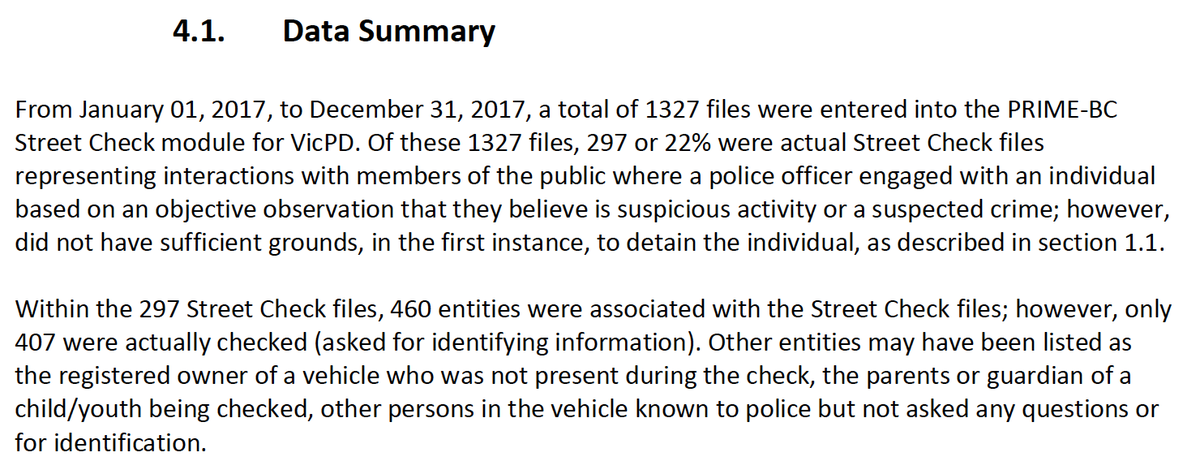 VicPD now says only 297 of its 1,327 street checks in 2017 were street checks. 357 were curfew checks; 274 were “intel”; 162 were “traffic violations”; 65 were “bylaw offences”; 22 were “welfare checks”; 16 were people “known to police”; 6 were “morning wake-ups,” etc.