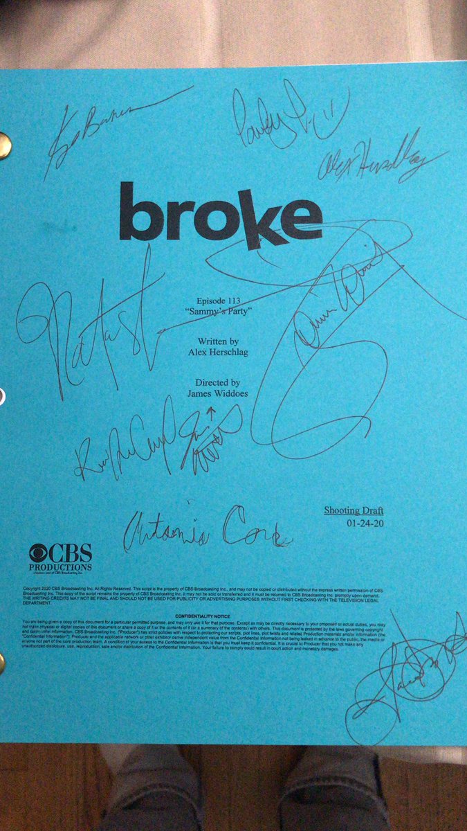 Tonight’s episode was written by our show creator, the wonderful and amazing <a href="/AlexHerschlag1/">Alex Herschlag</a> This is a man who came to work every day with a smile on his face, an encouraging word to give, and an open mind to share. A fantastic writer and a great leader. <a href="/broke/">.</a>