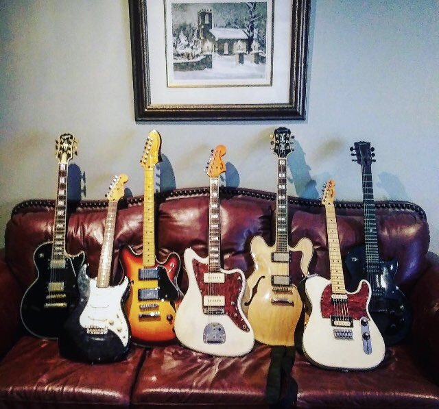 The family. <a href="/fender/">Fender</a> <a href="/squierguitar/">Alex Redenning</a> <a href="/gibsonguitar/">Gibson</a> <a href="/epiphone/">Epiphone</a> #lespaul #stratocaster #starcaster #jazzmaster #epiphonesheraton #telecaster #gothiclespaul #guitars #fender #gibson #squier #epiphone #rockandroll #pistolpackinpreachers <a href="/Fender/">Fender</a> <a href="/Epiphone/">Epiphone</a> <a href="/gibsonguitar/">Gibson</a>