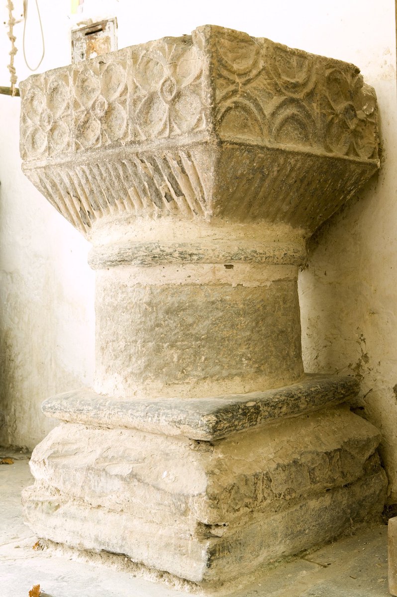 Some have been there since even earlier times, like the Norman font at Manordeifi, Pembs. This is chamfered square-bowl font ornamented with quatrefoils is believed to date to the 12th century, but the earliest parts of the current church date to the 13th-14th century.3/7