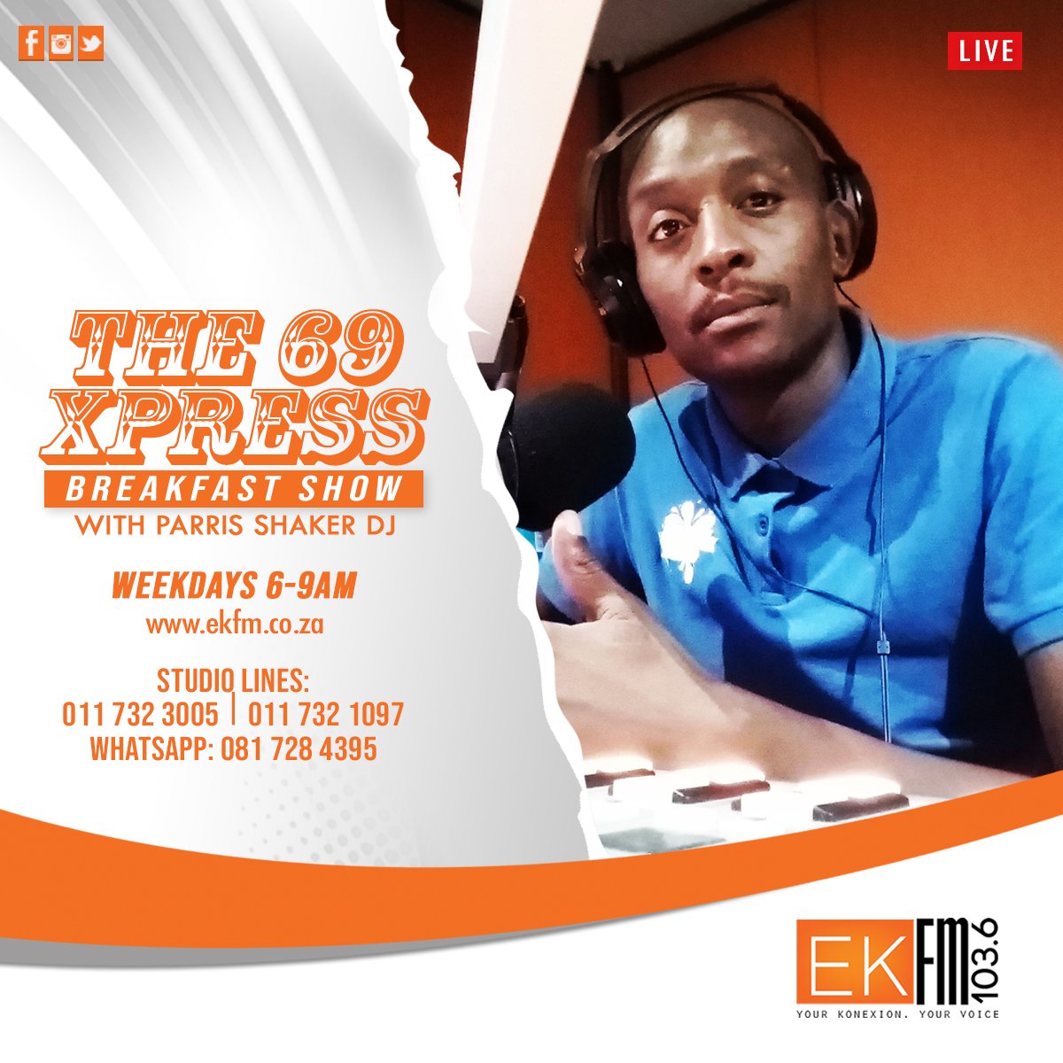 #The69ExpressBreakfastShow #EKFMBreakfast with <a href="/ParrisShakerDJ/">Parris_Shaker_HTE</a>