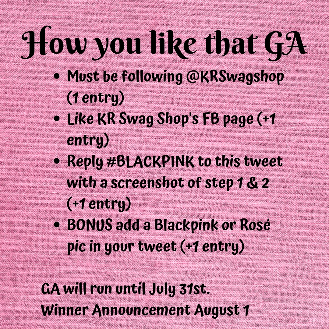 KRSwagShop's tweet photo. Mechanics below 💖
Open to PH Blinks #BLACKPINK https://t.co/1LbbhoRR2Q