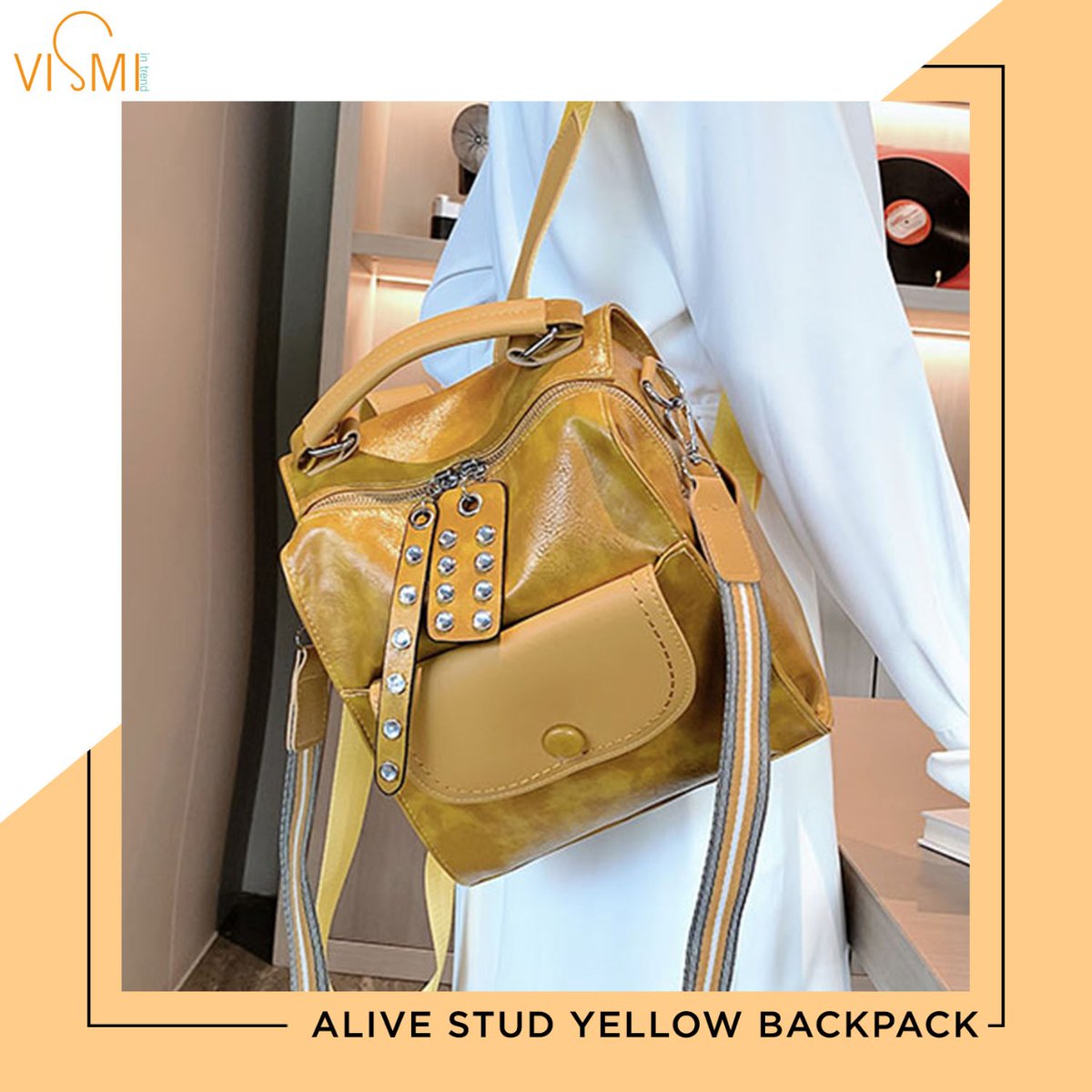 vismiintrend's tweet photo. Get back on track…
Ready to conquer the world in style?
From work to workout our Alive Stud yellow backpack is your new best friend.
Place your order from https://t.co/NdtZftDQmE today.
.
#vismiintrend #womenbackpack #backpacklovers #shopnow #weekendshopping #getitgirl https://t.co/nCSQ7YQCxl