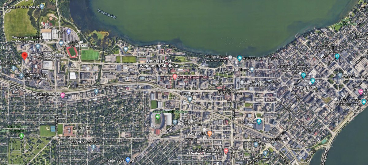 She claims that after she was attacked, she drove herself to UW Hospital which is a bit of a drive.