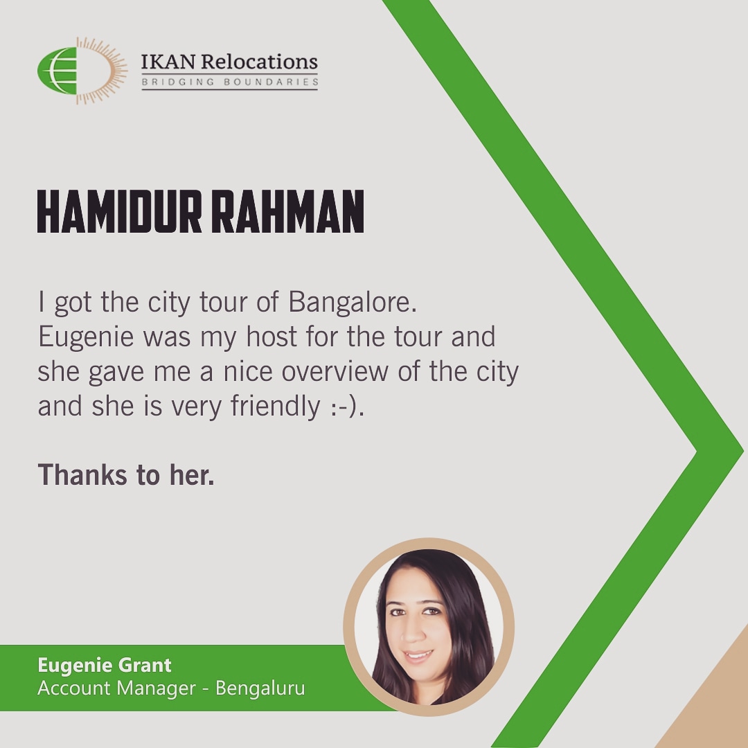 ikanrelocations's tweet photo. #testimonials #clientfeedbacks #ikanrelocation #bengaluru #india #destination #tour #culture #relocation #movingtoindia https://t.co/6McucarNZi