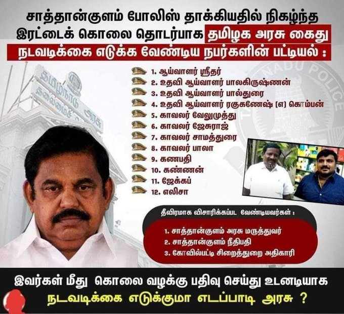 Nn84Naganatha's tweet image. #JusticeForJeyarajAndFenix
Good to c many people tweeting and sharing comments about d incident..👏👏
Hope it becomes a movement like #GeorgeFloydMurder and bring justice to all those behind this..