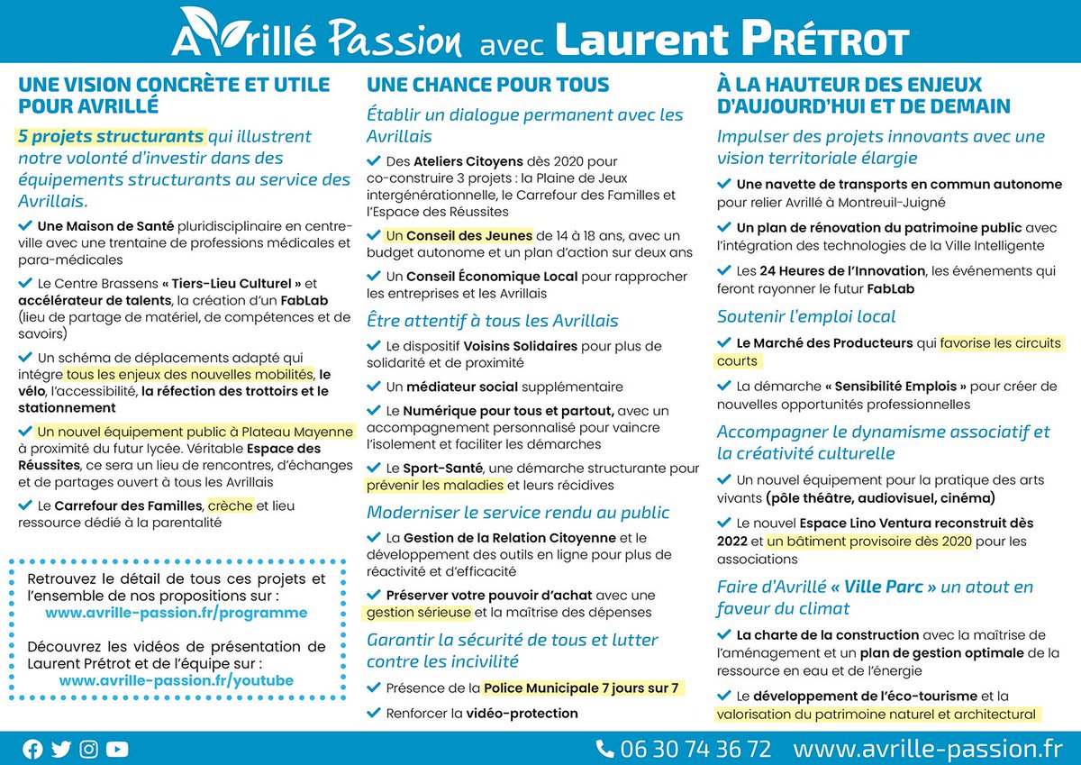 Une campagne inédite et incroyable se termine.

Une vision concrète et utile pour Avrillé, une ville qui constitue une chance pour chacun, un territoire à la hauteur des enjeux d'aujourd'hui et de demain : ce dimanche, je vote Avrillé Passion avec Laurent Prétrot <a href="/LPretrot/">Laurent Prétrot</a>