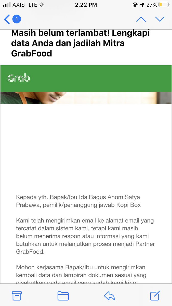 _arie66's tweet photo. @GrabID bisa dibantu ini sya kirim data resto saya kemana ya? Kurang jelas https://t.co/KTYVfA7rgb