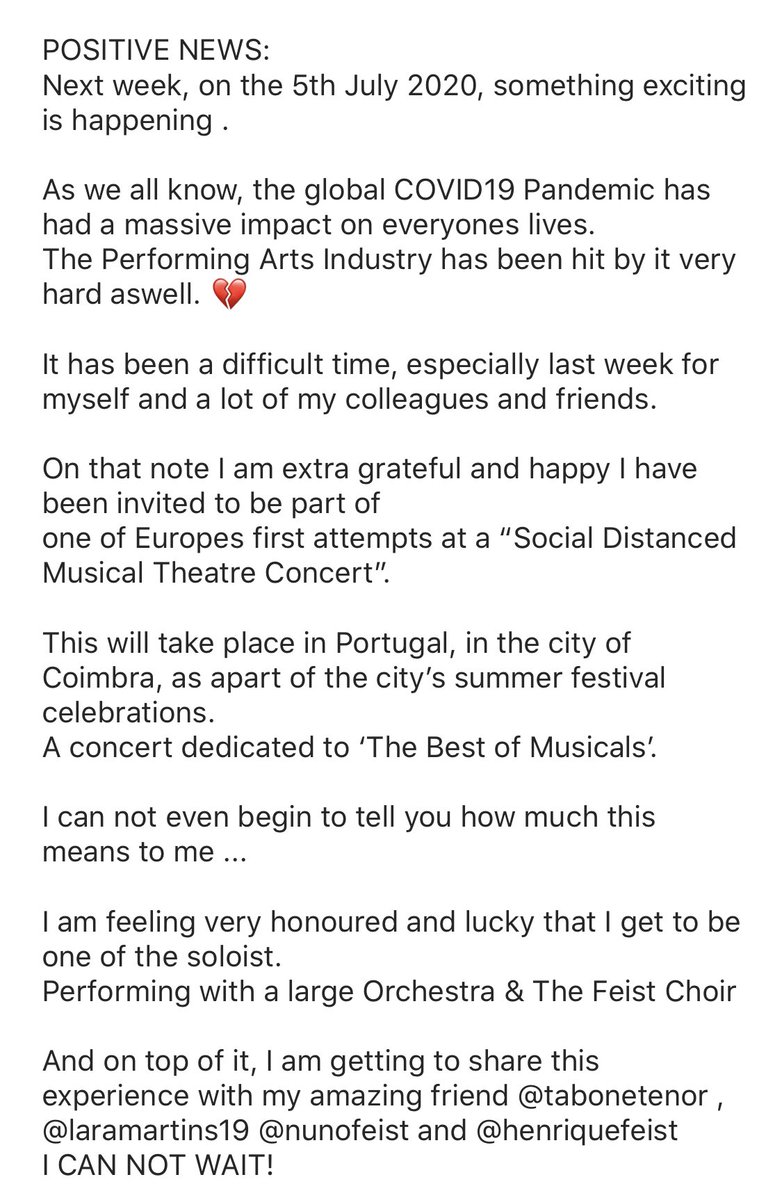 BrittLenting's tweet photo. I am so exited about this!!! ⁣
⁣
Invited to be one of the soloists to sing with a great orchestra and the Feist Choir!⁣
 ⁣
In real life!!!! ⁣
(Read the post for more details) @tabonetenor @laramartins_25 @NunoFeist1 @HenriqueFeist @MBManagement1 #SocialDistancing #arts https://t.co/zOW8HckloO