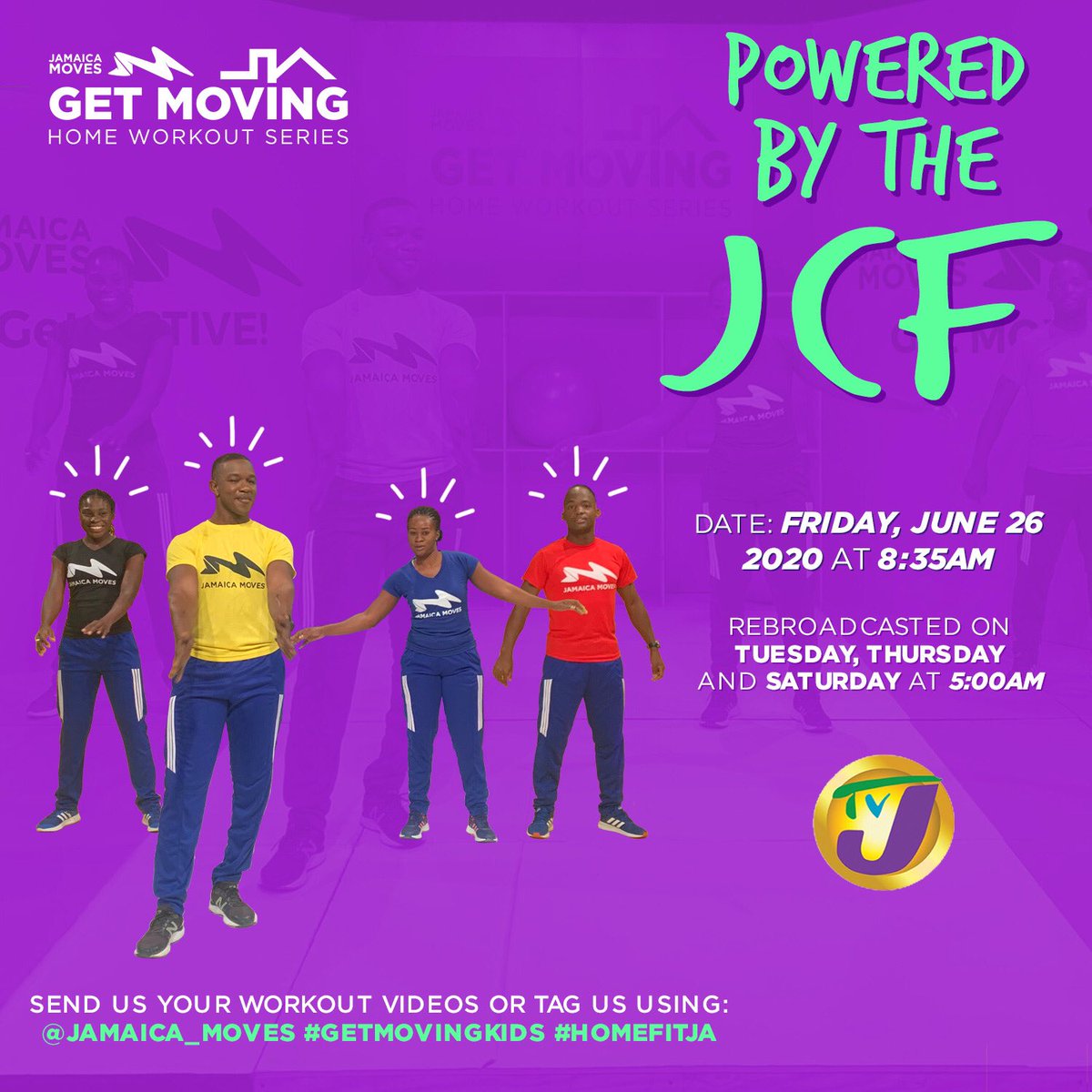 jamaica_moves's tweet photo. One great season deserves another, right? 👀
We’re so happy that the JCF is back to level-up your morning workout on #GetMoving on TVJ at 8:35AM 💪🏾
#JamaicaMoves #GetMoving #HomeFitJa https://t.co/MCPWWem5L0