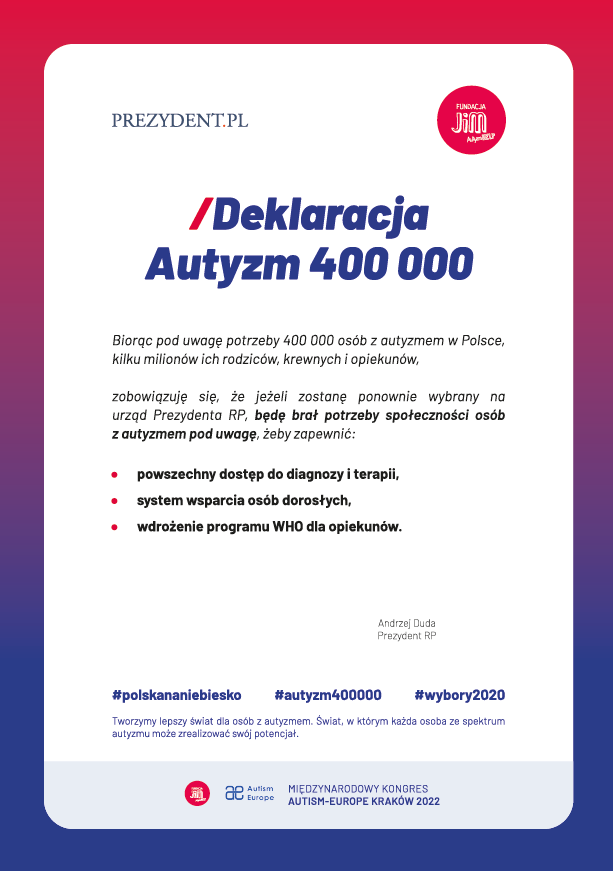 Fundacja_JiM's tweet photo. 1/2 Z ostatniej chwili❗️#Prezydent @AndrzejDuda poparł Deklarację Autyzm 400 000. Otrzymaliśmy informację od Komitetu Wyborczego Andrzeja Dudy, że „Prezydent w pełni popiera deklarację Autyzm 400 000 i zawarte w niej postulaty". #autyzm #wybory #Duda @tvn24 @ngo @PolsatNewsPL https://t.co/cIKmrQcczT