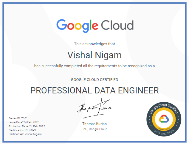 vishalnigamoff's tweet image. I got Google Cloud Certified! I have what it takes to leverage @GoogleCloud technology goo.gl/qpCWAE scl.io/FRAQ99F via @accredible 

#100daysofcloud #100daysofcoding #GoogleCloud #CloudComputing #MachineLearning #ArtificialInteligence