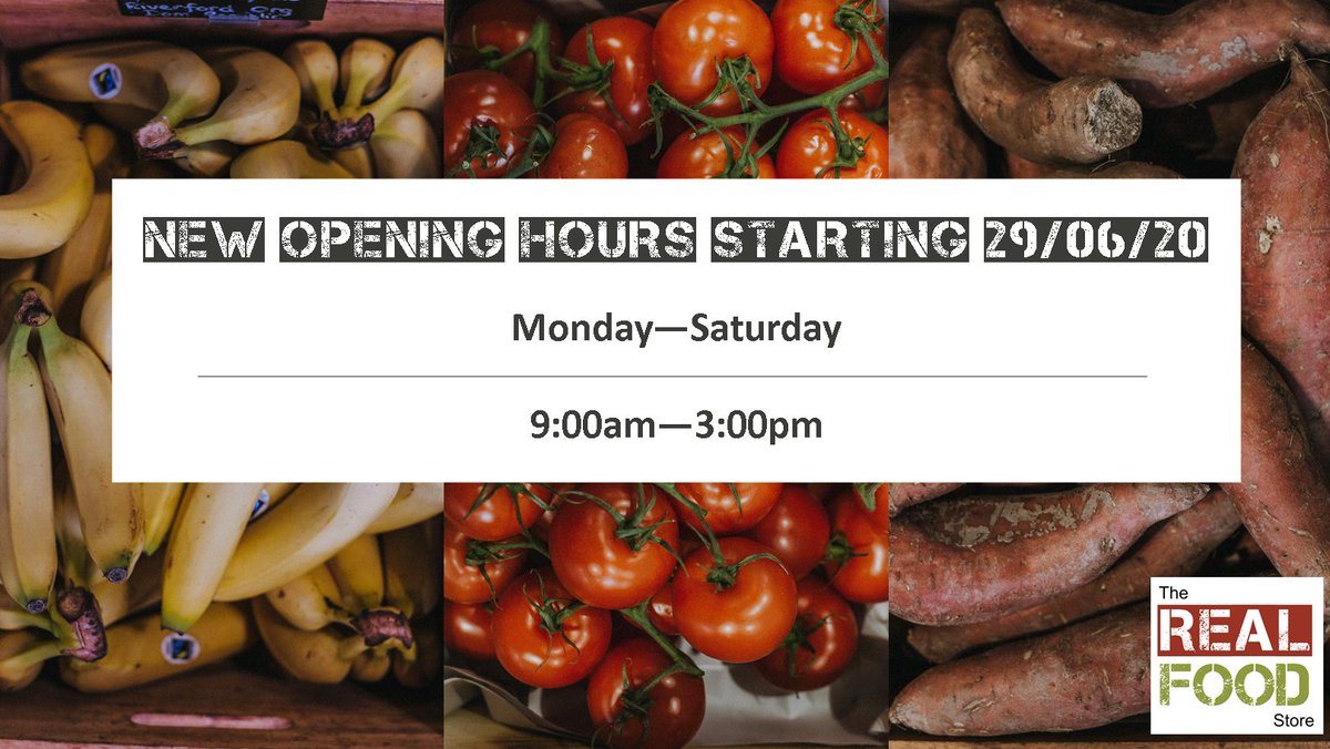 RealFoodExeter's tweet photo. *Longer opening hours*
Thanks to all our lovely customers we are extending our opening hours from next Monday! We are also very excited to have two more of our colleges back in the shop π see you soon
#KeepItRealExeter #Exeter #ExeterHour #localfood https://t.co/s7lIcHASvC