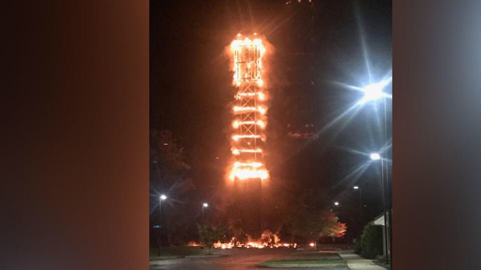MoCoCoalition's tweet photo. @ohshidt the cell tower antennas and equipment surely contributed to this fire! https://t.co/W689HWPhJ4