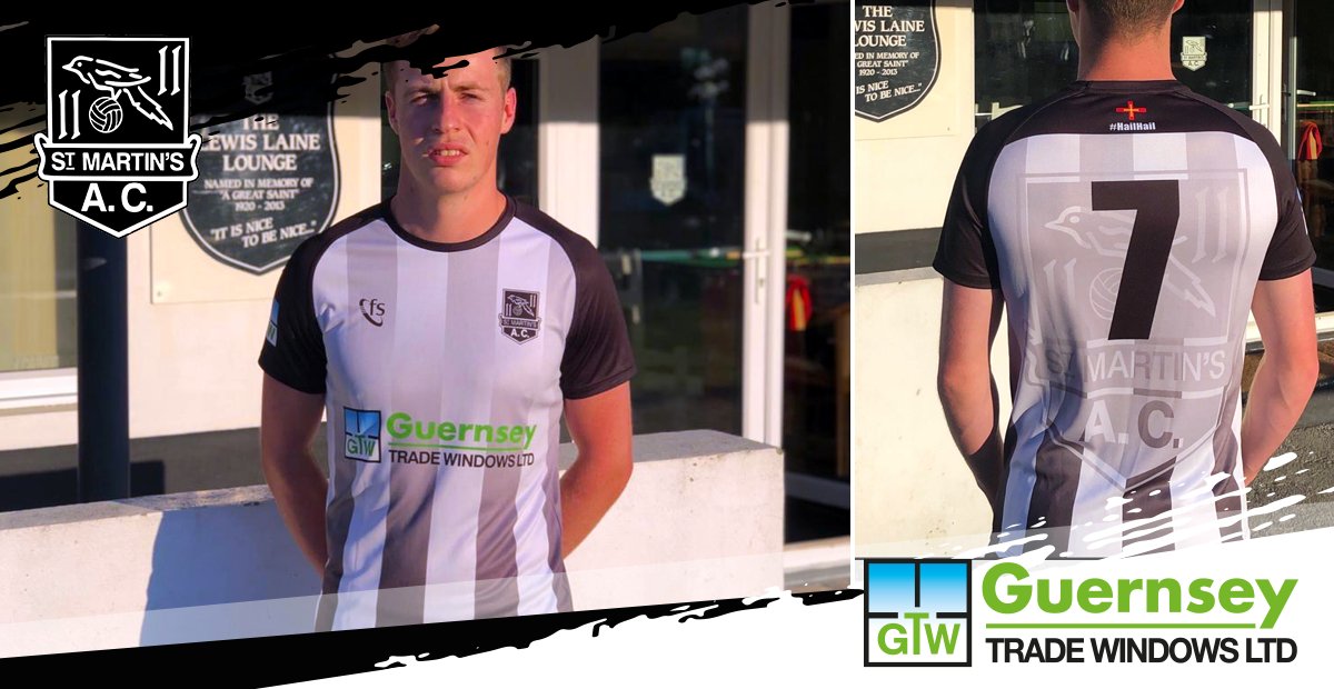 StMartinsAC's tweet photo. A new sponsor can only mean one thing! ...New senior shirt with a Guernsey Trade Windows LTD our proud new sponsor. 😍

What do you guys think? (...of the shirt, not Louis!)

#HAILHAIL https://t.co/umuniZmdoj