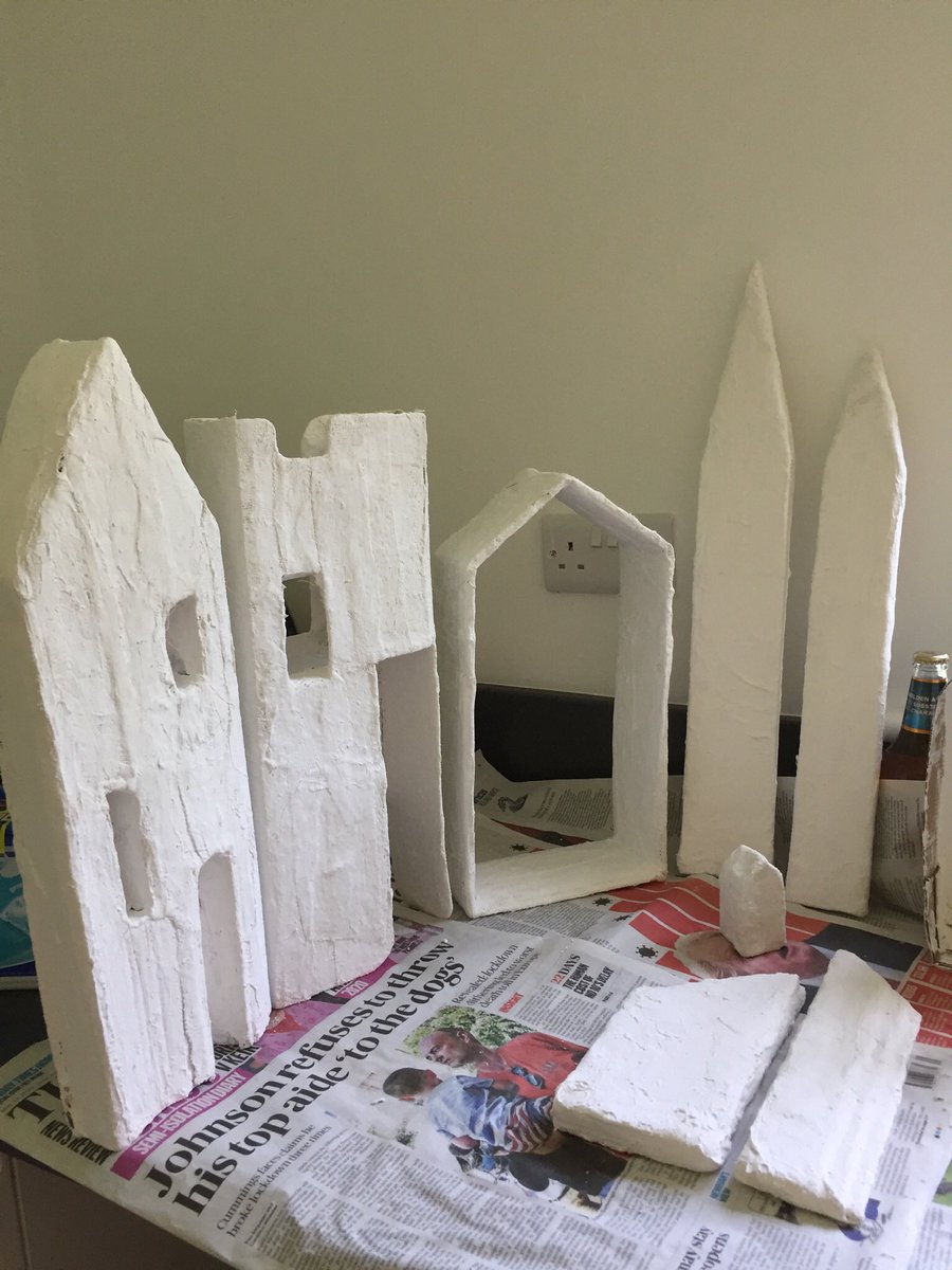 SamPackerStitch's tweet photo. @Alan_Measles @Philippa_Perry That episode inspired me to go mad with cardboard and modroc. When Kevin McLeod told me to stick bits of cardboard together, a lightbulb went off over my head and I did as I was told. Miss Art Club and wish it was back on the TV. Thank you Philippa and Grayson. I’m inspired again https://t.co/hzKDW2pZ5Z