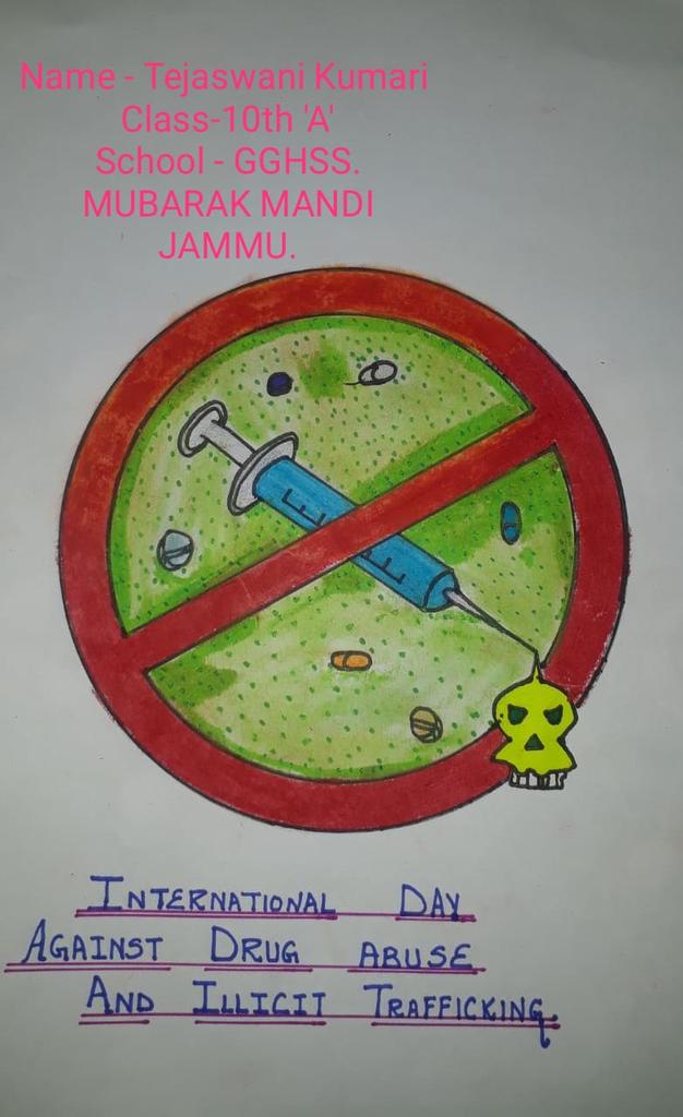 ITRCJK's tweet photo. Charts prepared by students of GGHSS Mubarak Mandi #Jammu  on International Day against Drugs abuse and Illict trafficking . #SamagraShiksha @AsgarSamoon
@ManhasArun @ravinderjangral @JKSamagra 
@CrossTownNews @singharun533 https://t.co/pGekDXcj0j
