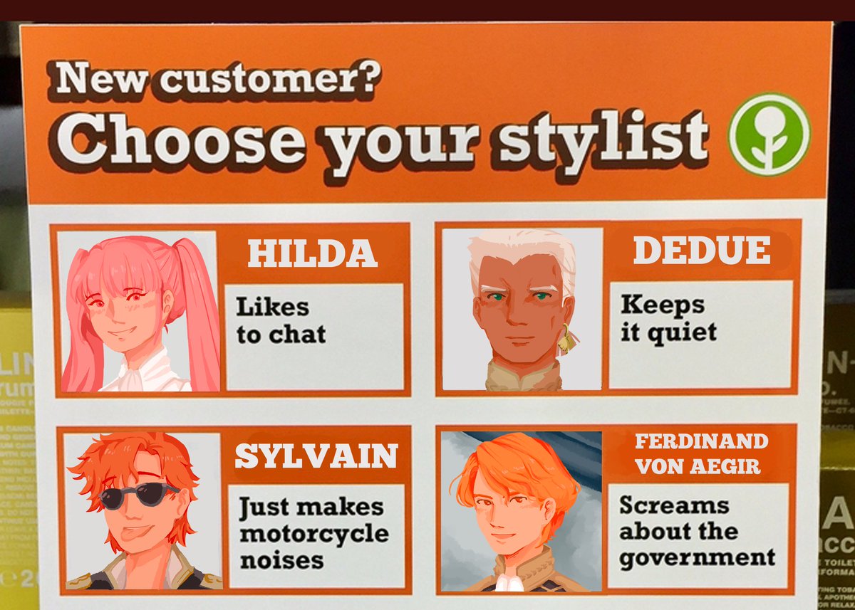 mushsea_'s tweet image. fe3h characters as stylists 😗 #fe3h