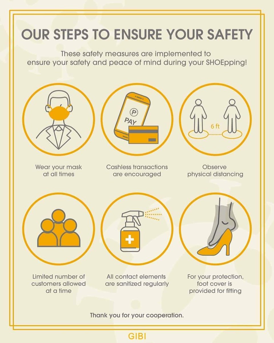 Chinitachinito4's tweet photo. By @gibishoes -
Updated store list as of June 25, 2020💛As we slowly open our shops, for everyone's safety, please observe all health protocols.With cooperation, we are hoping we'll be back to normal soon. Keep safe! 
#GibiShoes #AllSeasonAllOccasion #SafetyCheck #StoreStandards https://t.co/vX1oovBvXX