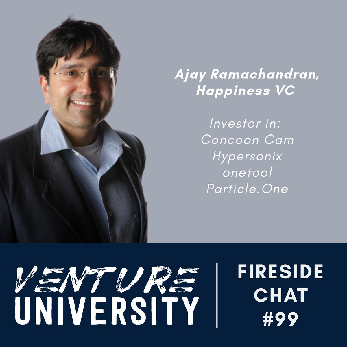 Ajay @ Happiness VC. Great Fireside Chat! <a href="/Happinessvc/">Happiness Ventures</a>  #vc #VentureCapital #vcuniversity #ventureuniversity #startups