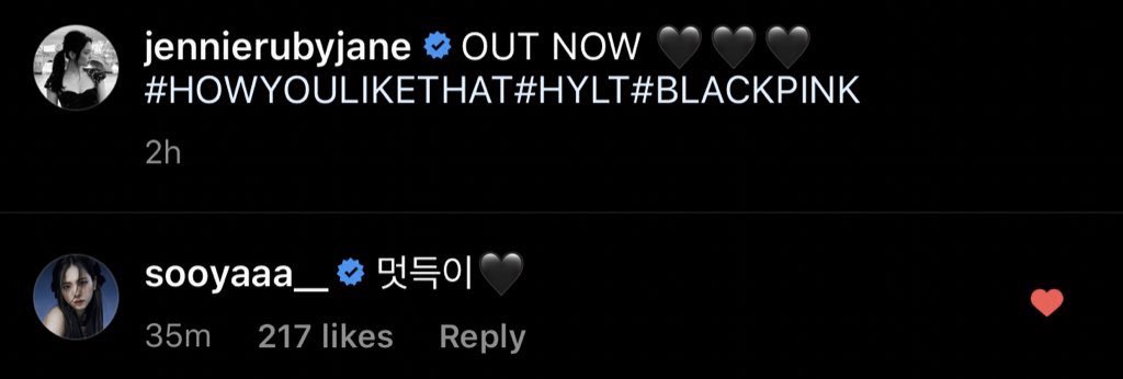 jendeukiebabo's tweet photo. Jisoo liked and left comments for Rosie, Jennie, and Lisa; calling the three of them cool 🥺 Cool Chaengie, Cool Jendeukie, Cool Girl Lisa 💗 https://t.co/QKuCUEdQbR