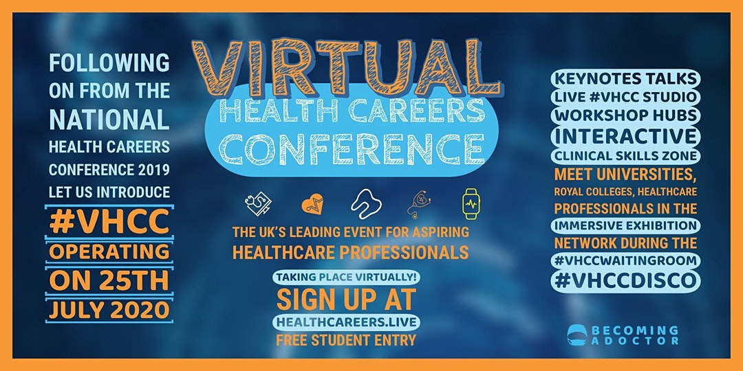 STM_College's tweet photo. Are you interested in pursuing a career in Healthcare? If so, sign up for this free @healthcareersco Virtual Health Careers Conference on 25th July and meet Healthcare Professionals, universities and listen to keynote speakers #vhcc https://t.co/Q8g6IyyIkk https://t.co/hl3tL8UEV9