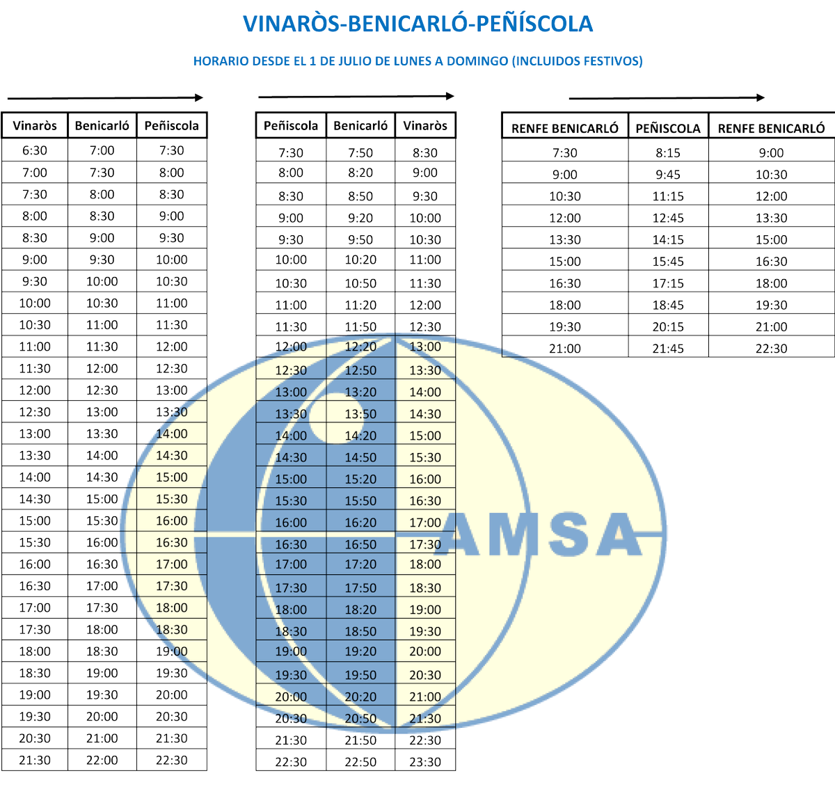 Consulta nuevos horarios línea Vinaròs-Benicarló-Peñíscola a partir del 1 de julio <a href="/Vinaros_Ajunt/">Ajuntament Vinaròs</a> <a href="/Ajunt_Benicarlo/">Ajuntament Benicarló</a> <a href="/TurisPeniscola/">Turismo Peñiscola</a>