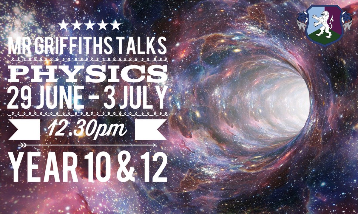 qphschester's tweet photo. Interested in #Physics ? All next week Mr Griffiths will be offering a series of short talks for students in Years 10-12 on captivating topics such as #TimeTravel &amp; Colonising Space from 12:30 each day on Teams. To join in let Mr Griffiths know via Edulink or email @qphs6thform https://t.co/ekdYIrGdw7