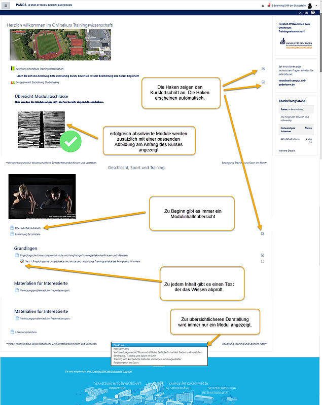 HSD_Paderborn's tweet photo. Online-Trainingswissenschaften an der @unipb von Sarah Vogt, war schon vor Beginn dieses SoSe als reiner #Onlinekurs geplant. Die Studis können den Kurs in ihrem Tempo bearbeiten, bekommen mittels #Onlinetests in #moodle ihre aqT und schalten sich dadurch weitere Kursinhalte frei https://t.co/kDnUtHpxWu