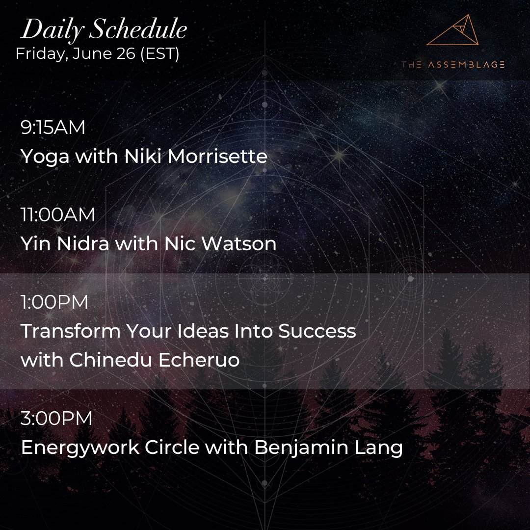 Close out your work week with our mindful programming.

Visit our events page: events.theassemblage.com

#meditation #spirituality #mindbodyspirit #mindfulness #shaman #yoga