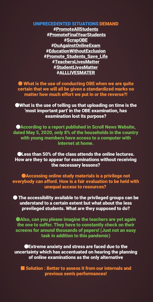 Annie__Fanai's tweet photo. UNPRECEDENTED SITUATIONS DEMAND
#PromoteAllStudents
#PromoteFinalYearStudents
#ScrapOBE 
#DuAgainstOnlineExam 
#EducationWithoutExclusion
#Promote_Students_Save_Life 
#TeachersLivesMatter 
#StudentLivesMatter 
#ALLLIVESMATER https://t.co/bClg19ahsj