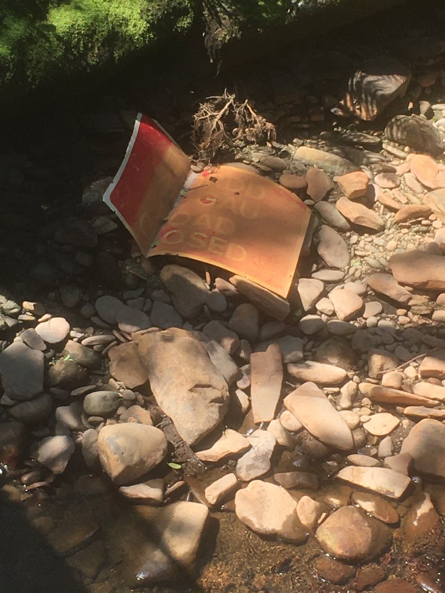 candicefiler's tweet photo. @CedarLibanus Not too exciting, but Tom has taken some pics of sources of pollution in the river. Including plastic, metal sign, contamination for a leak from a nearby old iron/tin mine, and poo from ducks on the river. Sorry we discussed the sources but he didn’t write them down. https://t.co/f614NKAvv5