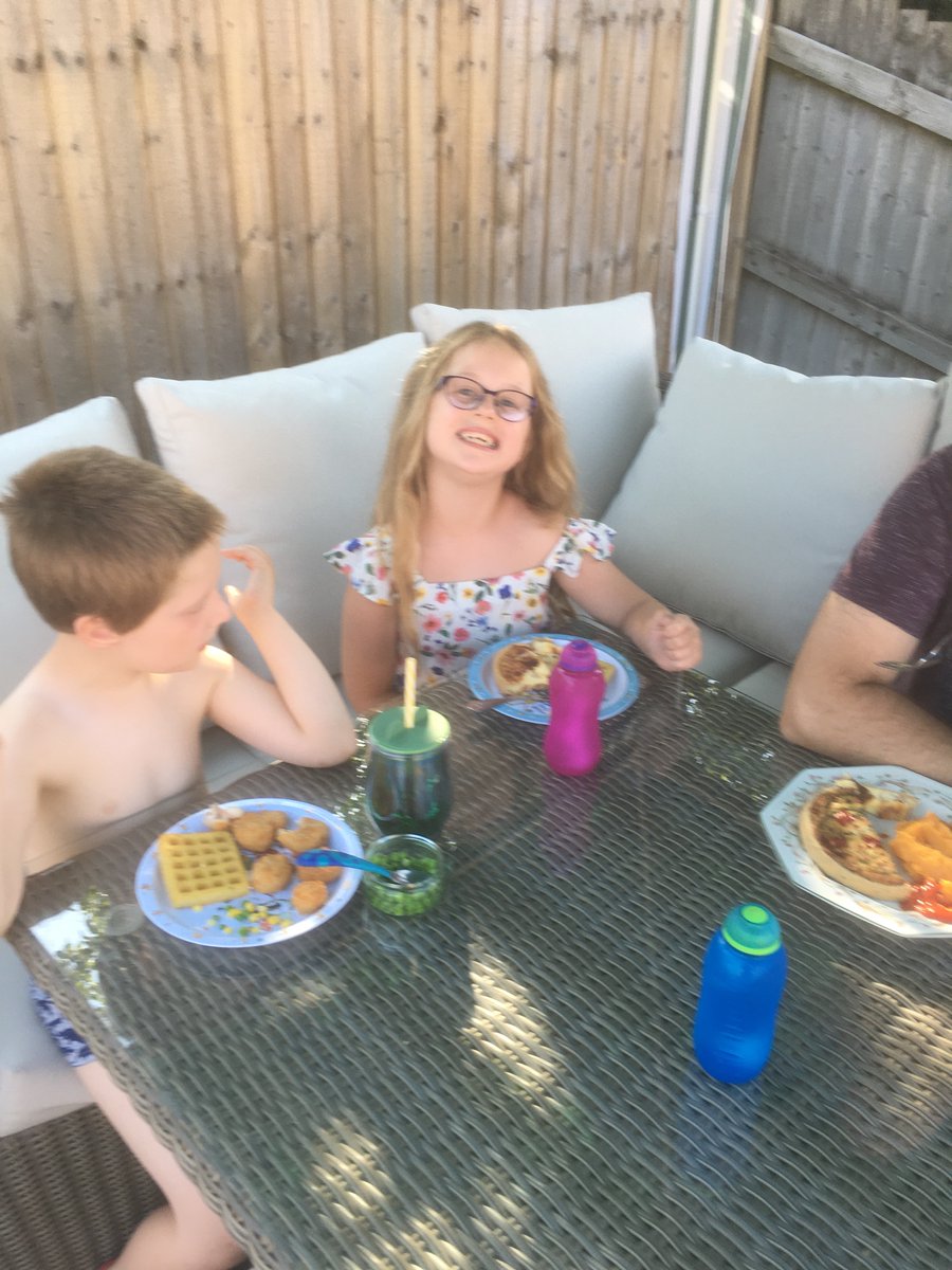 candicefiler's tweet photo. @LibpMrsBrayley Charlotte’s ways if keeping cool yesterday. A walk in the shade, dip in the pool, ice lolly, and lunch I’m the shade with a bottle of iced water. https://t.co/hNXLxAaa3f