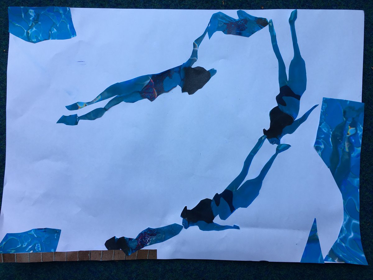 DunhurstArts's tweet photo. Wonderful distorted figures of swimmers underwater captured by Marlie, Brooke & Rufus in G3N (Yr6) as we explored David Hockney's swimming pool paintings.
@DunhurstSchool #Hockney #DavidHockney #SwimmingPool #DrawingWater #Water #Ripples #BedalesPrep #Art #backtoschool #Dunhurst https://t.co/pMjt6hxhZ2