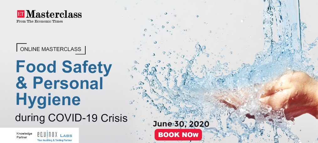 etmasterclass's tweet photo. Learn the steps involved in reinforcing food safety, personal hygiene, #cleaning &amp; sanitation during #covid19crisis by joining #foodsafety &amp; Personal #hygiene During COVID-19 Crisis @etmasterclass digitally to you on 30th June 2020.

Register now at https://t.co/WQFVmOdrNk. https://t.co/JzuUB4uJYP