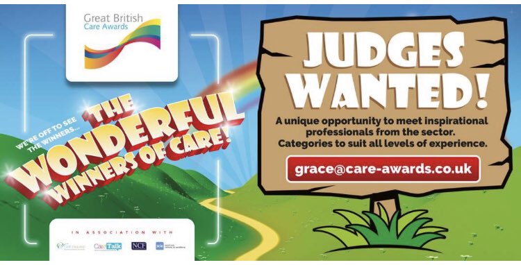 GBcareawards's tweet photo. 𝗝𝘂𝗱𝗴𝗲𝘀 𝗪𝗮𝗻𝘁𝗲𝗱 for Regional @GBcareawards 𝗩𝗶𝗿𝘁𝘂𝗮𝗹 𝗝𝘂𝗱𝗴𝗶𝗻𝗴 𝗗𝗮𝘆𝘀. Dates throughout October 2020 for each region. 

Meet inspirational care &amp; support staff &amp; their employers.

grace@care-awards.co.uk for details 

#ThankYouSocialCare https://t.co/Vm6tnpNg50