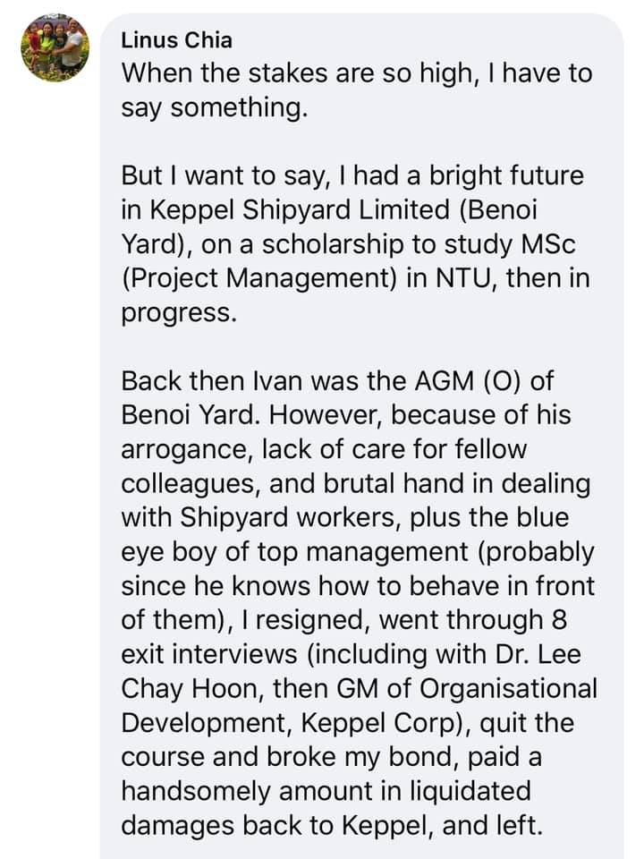 Here’s someone talking about his experience with him in Keppel.