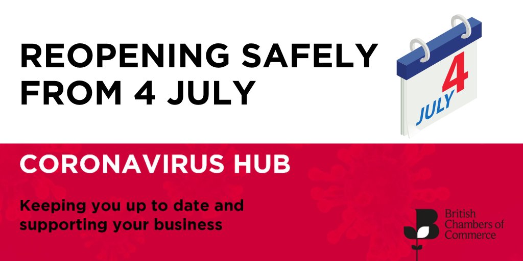 Is your business reopening on 4 July?
 
Review the updated guidance on our Coronavirus Hub and ensure a safe restart for your staff and customers 👫👩‍⚕️🙎‍♂️ 

👉ow.ly/F0kP50Ahq0X