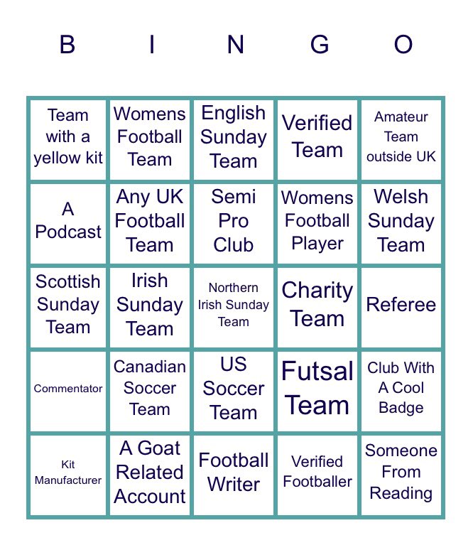 CavershamUnited's tweet photo. 🐐CAVERSHAM UNITED BINGO!🐐

Our Friday challenge is to get a NEW follower for all of the footballing categories in the squares on our Bingo card.

Tag someone who can help us out. Let’s gooooo! https://t.co/wxRu9INx00
