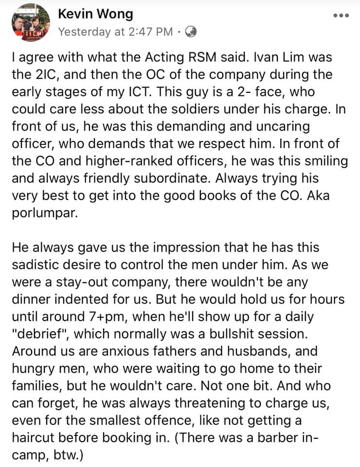 And another testimony of him, revealing a penchant for abuse and brown nosing