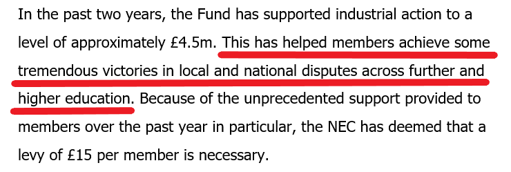 GS  @DrJoGrady's underlined justification for the levyis a piece of misleading spin. It's not on account of "tremendous victories", local or national, that the strike fund needs bailing out. Rather, it's on account of 22 days of national strikes that ended in failures. 2/