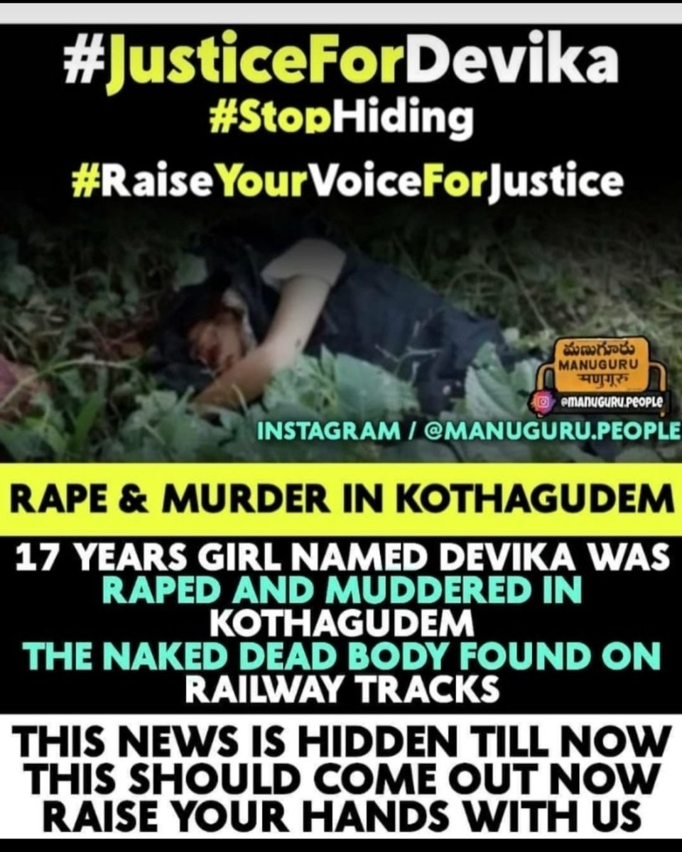 manipspk24's tweet photo. Guys Stop Trolling Other Hero's , You'll Get Nothing Done with it...

Raise Your Voice &amp; Fight for the Justice to be Done✊

This is IMP to each and Every Citizen Who is Responsible to their Country 🙏

@TelanganaCMO @KTRTRS 
#justicefordevikakgm 
#JusticeForDevika 🙏✊ https://t.co/kx2o4zryjh